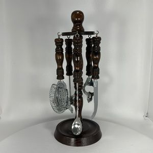 Vintage 1970’s Wooden Bar Tools - Set of 5